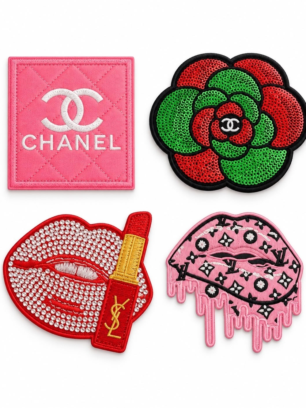 Pink Quilted Patch - Pink & White